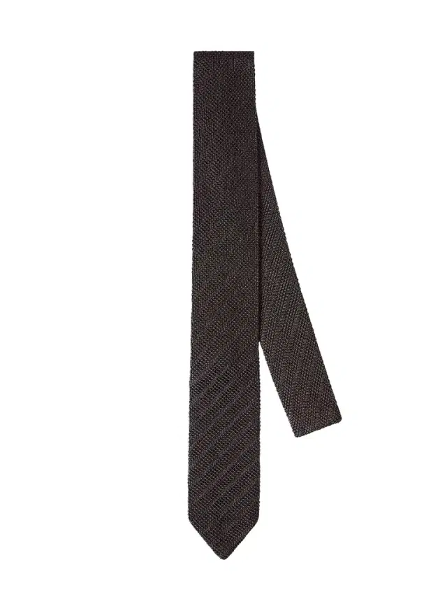 Brunello Cucinelli Men's Textured Silk Tie - Anthracite