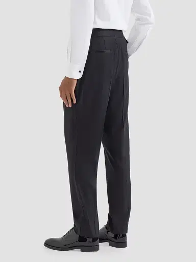 Brunello Cucinelli Men's Virgin Wool and Silk Lightweight Twill Tuxedo Trousers - Navy Blue - Size 44 | Thumbnail 4 Brunello Cucinelli Men's Virgin Wool and Silk Lightweight Twill Tuxedo Trousers - Navy Blue - Size 44 | Thumbnail 4