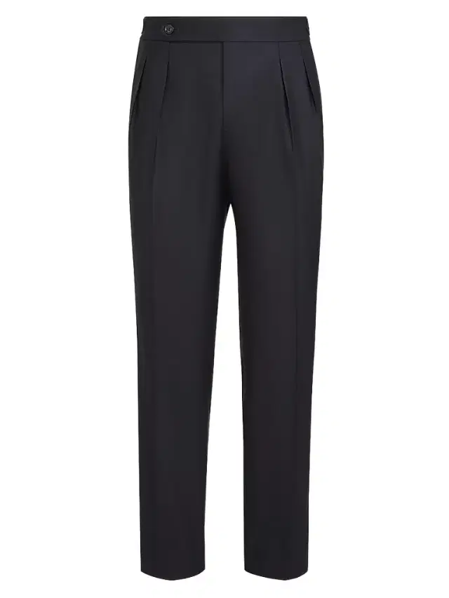Brunello Cucinelli Men's Virgin Wool and Silk Lightweight Twill Tuxedo Trousers - Navy Blue - Size 44
