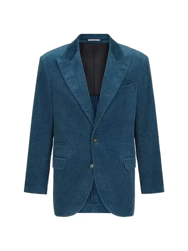 Brunello Cucinelli Men's Denim-Effect Cotton Velvet Tailor Blazer with Peak Lapels - Denim