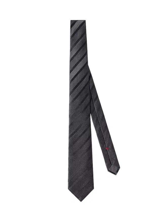 Brunello Cucinelli Men's Textured Tone-on-Tone Stripe Silk Tie