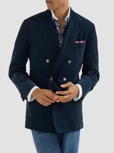 Brunello Cucinelli Men's Corduroy One-and-a-Half Breasted Deconstructed Blazer | Thumbnail 2