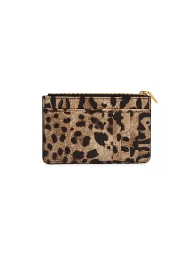 Dolce & Gabbana Women's Logo Leopard-Print Leather Card Case | Thumbnail 2