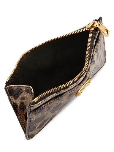 Dolce & Gabbana Women's Logo Leopard-Print Leather Card Case | Thumbnail 3