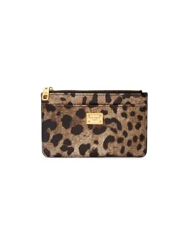 Dolce & Gabbana Women's Logo Leopard-Print Leather Card Case | Thumbnail 1
