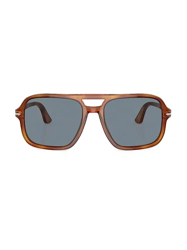 PERSOL Men's 58MM Aviator Sunglasses - Light Blue