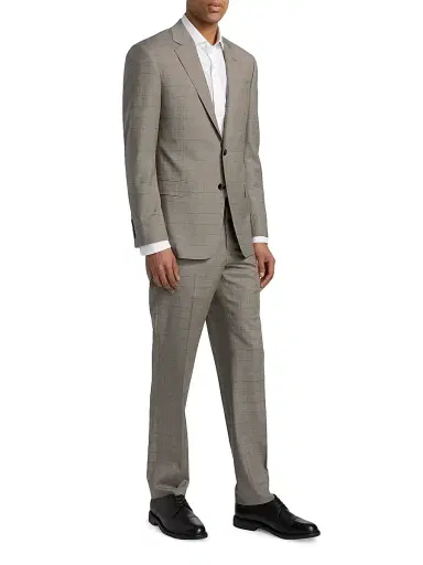 Giorgio Armani Men's Windowpane Plaid Wool Suit - Tan - Size 48 | Thumbnail 4 Giorgio Armani Men's Windowpane Plaid Wool Suit - Tan - Size 48 | Thumbnail 4