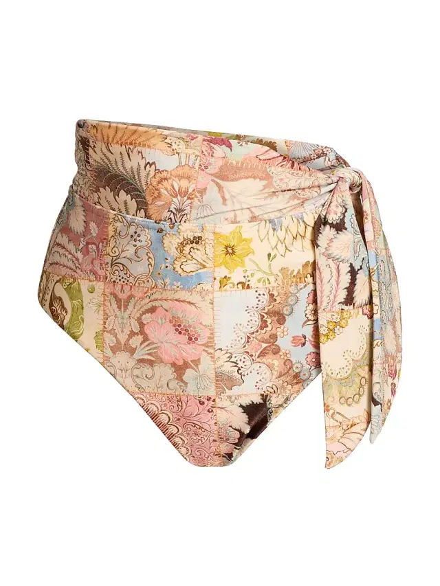 Zimmermann Women's Daylight Tie High-Waist Swim Bottom - Patch Multi
