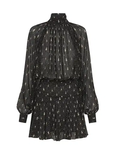 NICHOLAS Women's Cecile Godet Minidress - Opal Geo Black | Thumbnail 1