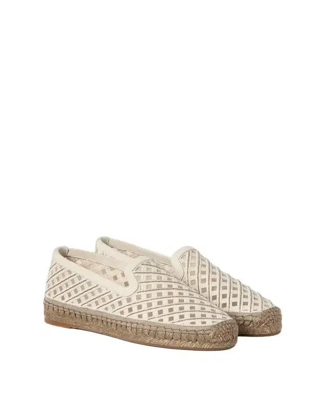 Brunello Cucinelli Precious net espadrilles in cotton and suede
