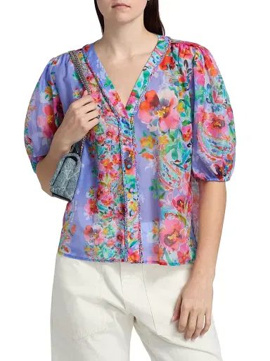 Johnny Was Women's Mirrian All My Love Floral Peasant Blouse - All My Love | Thumbnail 3