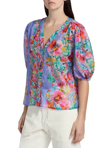 Johnny Was Women's Mirrian All My Love Floral Peasant Blouse - All My Love | Thumbnail 4