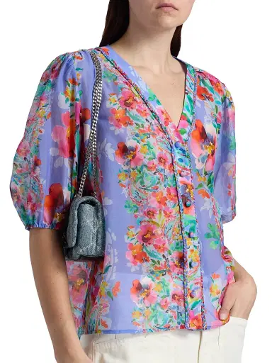 Johnny Was Women's Mirrian All My Love Floral Peasant Blouse - All My Love | Thumbnail 6