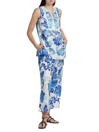 Johnny Was Women's Naidda Botanical Linen Crop Wide-Leg Pants - Naidda - Size XL | Thumbnail 2 Johnny Was Women's Naidda Botanical Linen Crop Wide-Leg Pants - Naidda - Size XL | Thumbnail 2