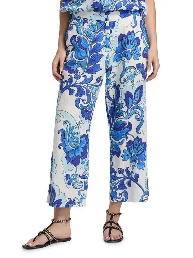 Johnny Was Women's Naidda Botanical Linen Crop Wide-Leg Pants - Naidda - Size XL | Thumbnail 3 Johnny Was Women's Naidda Botanical Linen Crop Wide-Leg Pants - Naidda - Size XL | Thumbnail 3