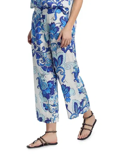 Johnny Was Women's Naidda Botanical Linen Crop Wide-Leg Pants - Naidda - Size XL | Thumbnail 4 Johnny Was Women's Naidda Botanical Linen Crop Wide-Leg Pants - Naidda - Size XL | Thumbnail 4