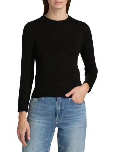 Alice + Olivia Women's Porla Collared Wool Sweater - Black - Size XS | Thumbnail 6
