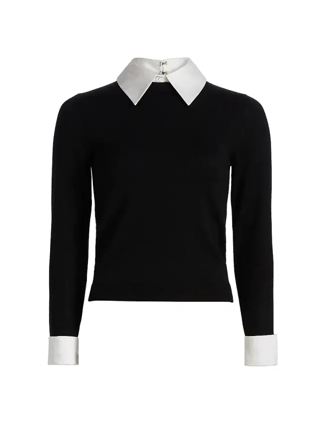 ALICE + OLIVIA Women's Porla Collared Wool Sweater - Black