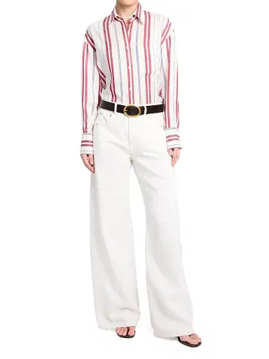 TWP Women's West 11th St Cotton-Linen Wide-Leg Jeans - White - Size 32 | Thumbnail 2