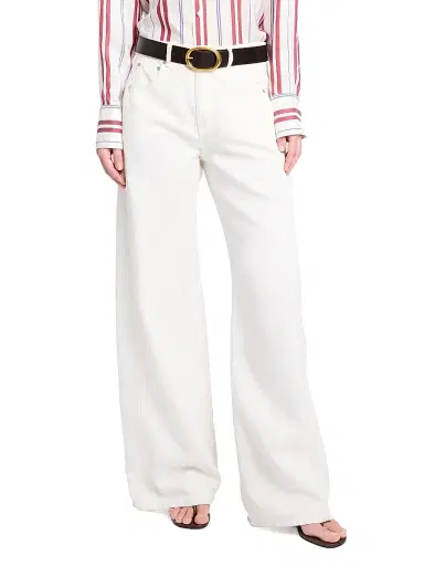 TWP Women's West 11th St Cotton-Linen Wide-Leg Jeans - White - Size 32 | Thumbnail 3