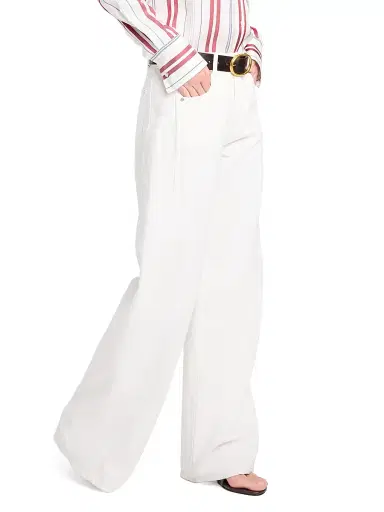 TWP Women's West 11th St Cotton-Linen Wide-Leg Jeans - White - Size 32 | Thumbnail 4