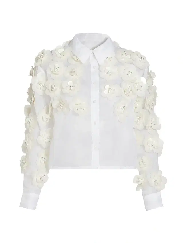 Mariandree Gaitan Women's Margaux Floral Shirt - White - Size Large
