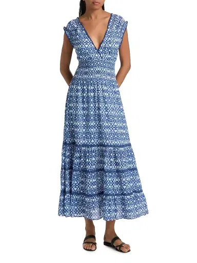 Ro's Garden Women's Hilda Printed Cotton Midi-Dress - Blue Siro - Size XL | Thumbnail 2 Ro's Garden Women's Hilda Printed Cotton Midi-Dress - Blue Siro - Size XL | Thumbnail 2