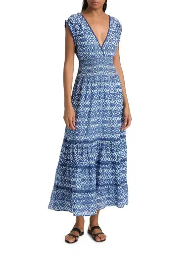 Ro's Garden Women's Hilda Printed Cotton Midi-Dress - Blue Siro - Size XL | Thumbnail 3 Ro's Garden Women's Hilda Printed Cotton Midi-Dress - Blue Siro - Size XL | Thumbnail 3
