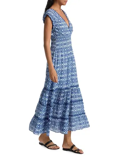 Ro's Garden Women's Hilda Printed Cotton Midi-Dress - Blue Siro - Size XL | Thumbnail 4 Ro's Garden Women's Hilda Printed Cotton Midi-Dress - Blue Siro - Size XL | Thumbnail 4