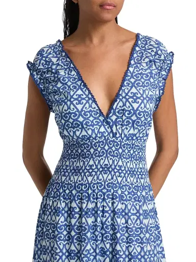 Ro's Garden Women's Hilda Printed Cotton Midi-Dress - Blue Siro - Size XL | Thumbnail 6 Ro's Garden Women's Hilda Printed Cotton Midi-Dress - Blue Siro - Size XL | Thumbnail 6
