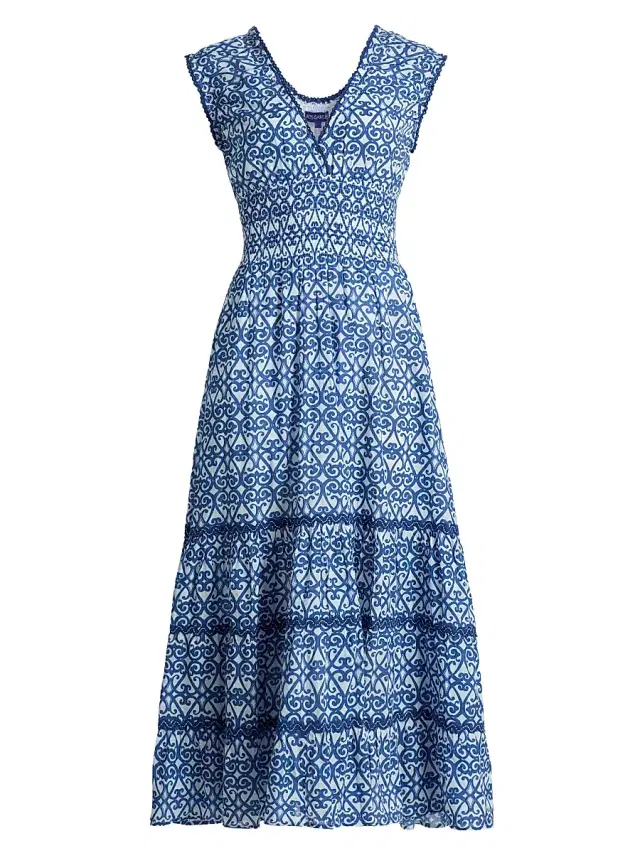 Ro's Garden Women's Hilda Printed Cotton Midi-Dress - Blue Siro