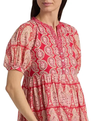 Ro's Garden Women's Sylvia Paisley Cotton Midi-Dress - Red Zahara - Size XL | Thumbnail 6 Ro's Garden Women's Sylvia Paisley Cotton Midi-Dress - Red Zahara - Size XL | Thumbnail 6