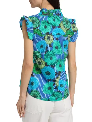 Ro's Garden Women's Frida Floral Cotton Poplin Shirt - Blue Cala - Size XL | Thumbnail 5 Ro's Garden Women's Frida Floral Cotton Poplin Shirt - Blue Cala - Size XL | Thumbnail 5