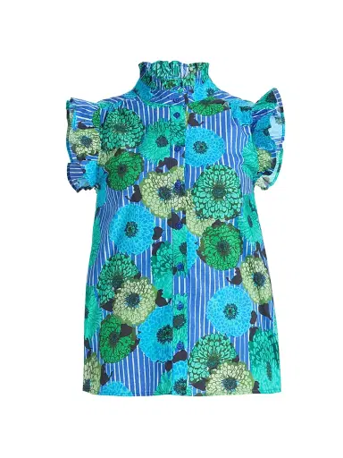 Ro's Garden Women's Frida Floral Cotton Poplin Shirt - Blue Cala - Size XL | Thumbnail 1 Ro's Garden Women's Frida Floral Cotton Poplin Shirt - Blue Cala - Size XL | Thumbnail 1