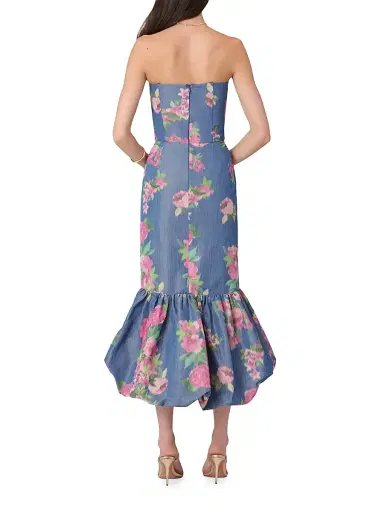Shoshanna Women's Julieanne Floral Bubble-Hem Midi Dress - Navy Magenta Multi | Thumbnail 3 Shoshanna Women's Julieanne Floral Bubble-Hem Midi Dress - Navy Magenta Multi | Thumbnail 3
