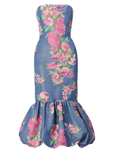 Shoshanna Women's Julieanne Floral Bubble-Hem Midi Dress - Navy Magenta Multi | Thumbnail 1 Shoshanna Women's Julieanne Floral Bubble-Hem Midi Dress - Navy Magenta Multi | Thumbnail 1