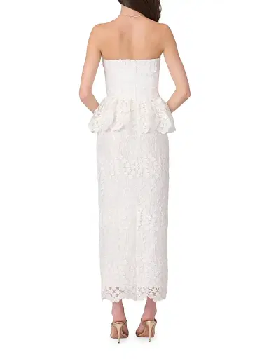 Shoshanna Women's Lotus Lace Strapless Peplum Maxi Dress - Optic White | Thumbnail 3 Shoshanna Women's Lotus Lace Strapless Peplum Maxi Dress - Optic White | Thumbnail 3