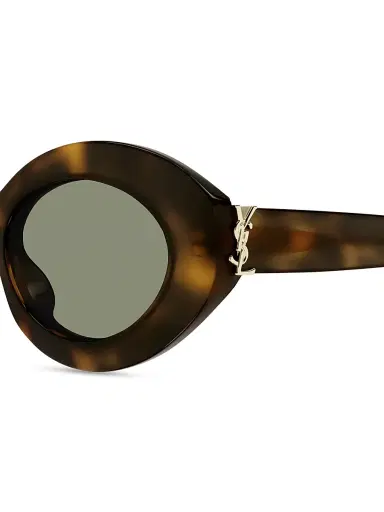 Saint Laurent Women's Monogram Hinge 52MM Acetate Oval Sunglasses - Havana Green | Thumbnail 3 Saint Laurent Women's Monogram Hinge 52MM Acetate Oval Sunglasses - Havana Green | Thumbnail 3