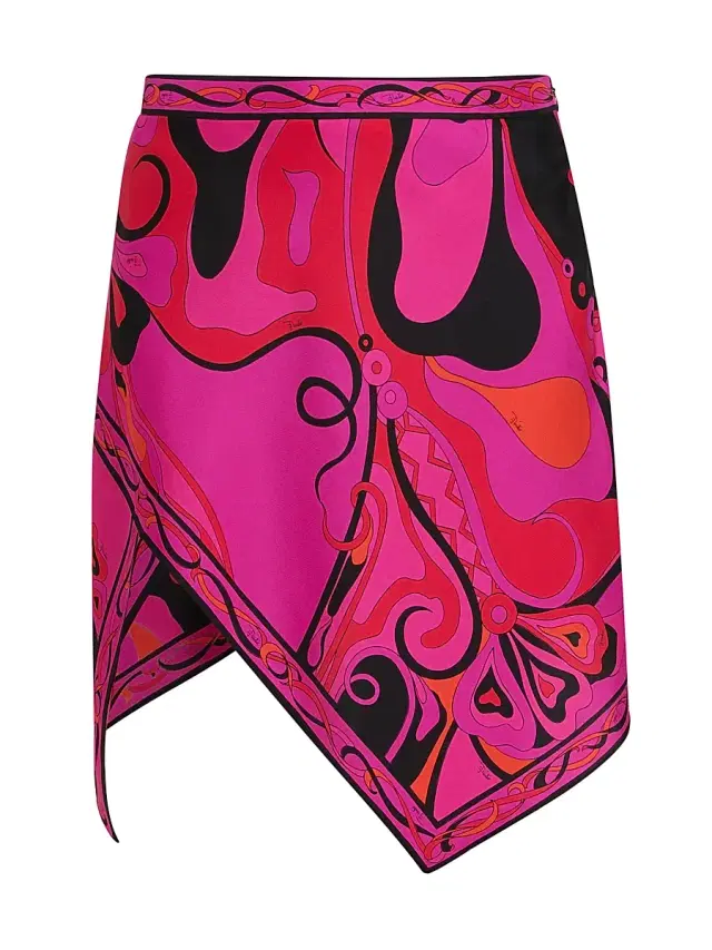 Women's L'Alba Printed Silk Twill Miniskirt - Fuchsia Black