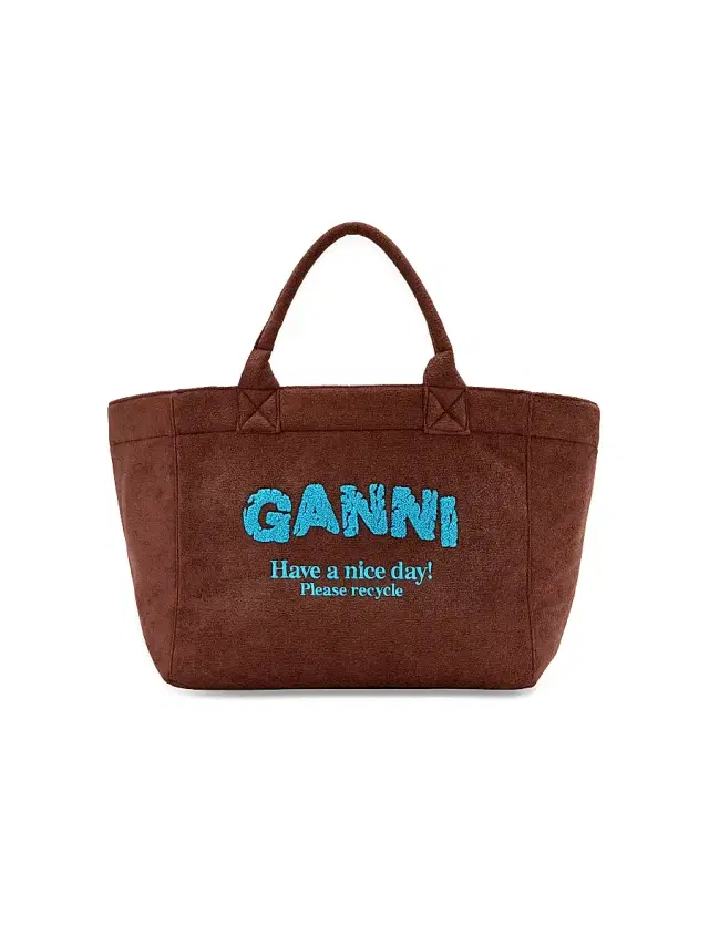 Ganni Women's  Logo Shopper Tote Bag - Chicory Coffee