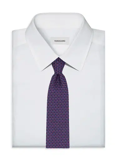 Ferragamo Men's Interlocking Gancini Silk Tie | Thumbnail 2