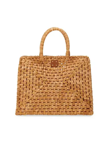 Ferragamo Women's Studio Box Open-Weave Raffia Top-Handle Bag | Thumbnail 3 Ferragamo Women's Studio Box Open-Weave Raffia Top-Handle Bag | Thumbnail 3