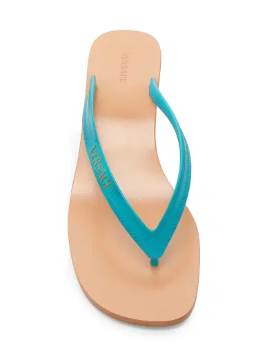 Versace Women's 40MM Logo Sandals - Aquamarine - Size 11 | Thumbnail 4 Versace Women's 40MM Logo Sandals - Aquamarine - Size 11 | Thumbnail 4