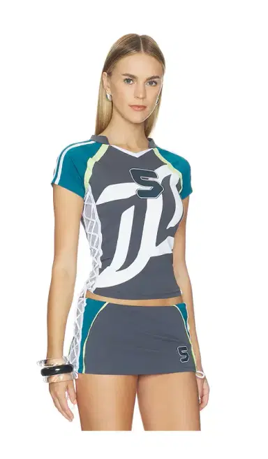 Jaded London Lace Up Football Baby Tee | Thumbnail 2