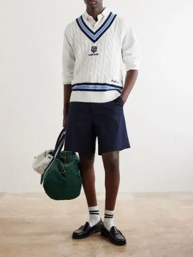 Polo Ralph Lauren Wimbledon Logo-Embroidered Cable-Knit Cotton Sweater Vest - Men | Thumbnail 2