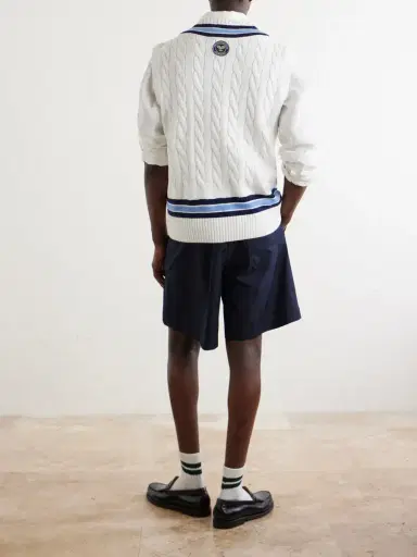 Polo Ralph Lauren Wimbledon Logo-Embroidered Cable-Knit Cotton Sweater Vest - Men | Thumbnail 4