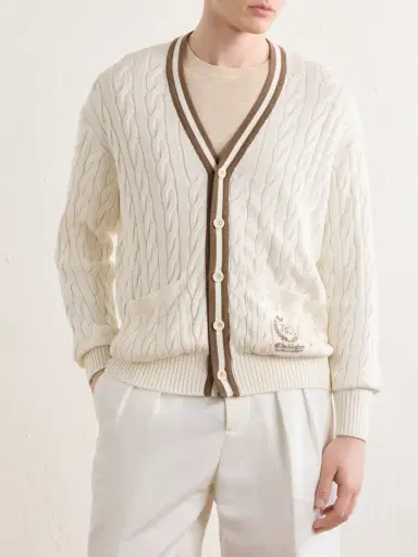 Ralph Lauren Purple Label Wimbledon Capsule Cotton and Silk Cardigan - Men | Thumbnail 3
