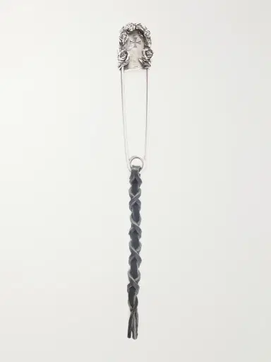 Enfants Riches Déprimés Oversized Safety Pin Leather-Trimmed Sterling Silver Keyring - Men | Thumbnail 3 Enfants Riches Déprimés Oversized Safety Pin Leather-Trimmed Sterling Silver Keyring - Men | Thumbnail 3