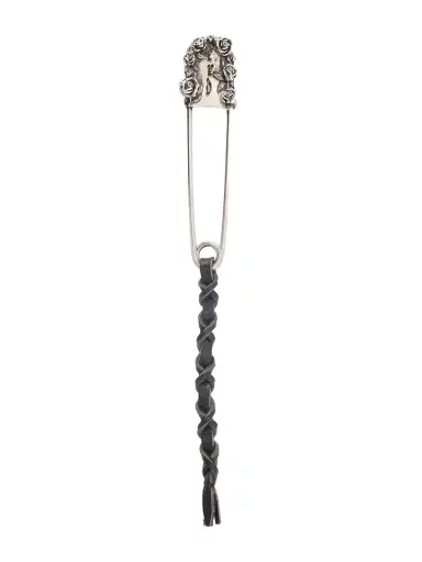 Enfants Riches Déprimés Oversized Safety Pin Leather-Trimmed Sterling Silver Keyring - Men | Thumbnail 1 Enfants Riches Déprimés Oversized Safety Pin Leather-Trimmed Sterling Silver Keyring - Men | Thumbnail 1