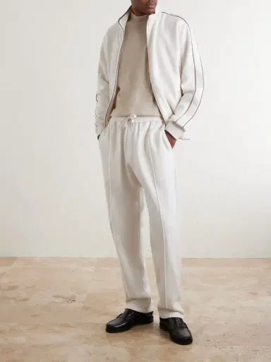 Ralph Lauren Purple Label Wimbledon Straight-Leg Embroidered Cotton and Cashmere-Blend Sweatpants - Men | Thumbnail 2 Ralph Lauren Purple Label Wimbledon Straight-Leg Embroidered Cotton and Cashmere-Blend Sweatpants - Men | Thumbnail 2